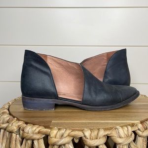 Free People Royale Booties Cut Out Loafer Black Leather Size 36